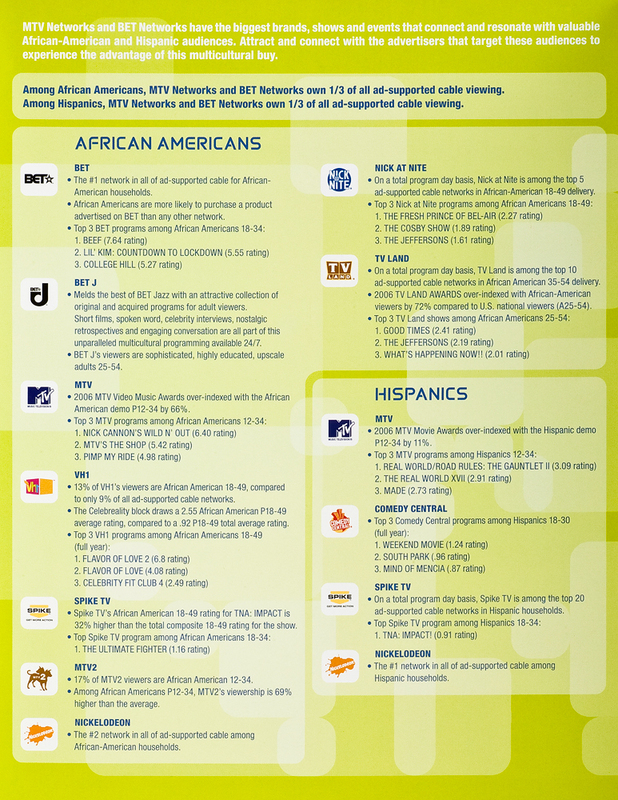 MTVN & BETN AFFILIATE SALES BROCHURES